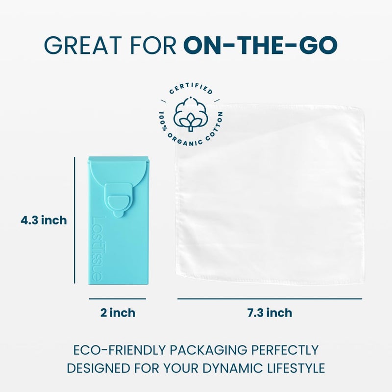 LastTissueÂ® Reusable Cotton Tissue Pack â€“ Sustainable, Durable, Eco-Conscious, Portable & Washable Facial Tissues for Men and Women with Travel Handkerchief Storage Case - Image 4